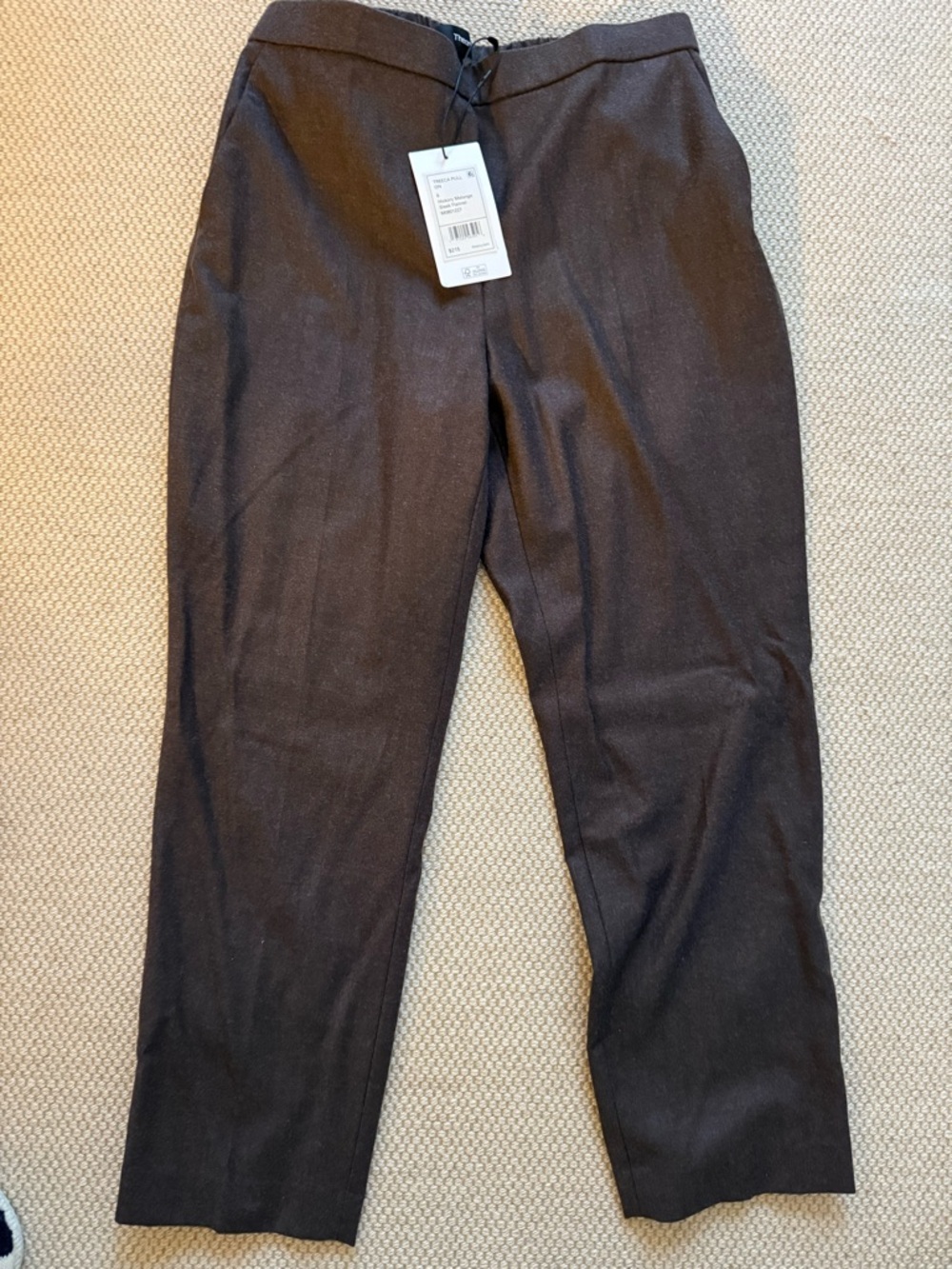 Theory Women's Brown Treeca Elastic-Waist Pants - size 8